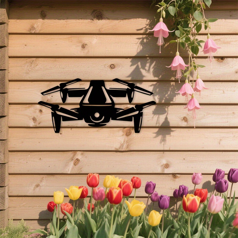 Tech Office Wall Decor - Drone Silhouette Metal Wall Art Modern