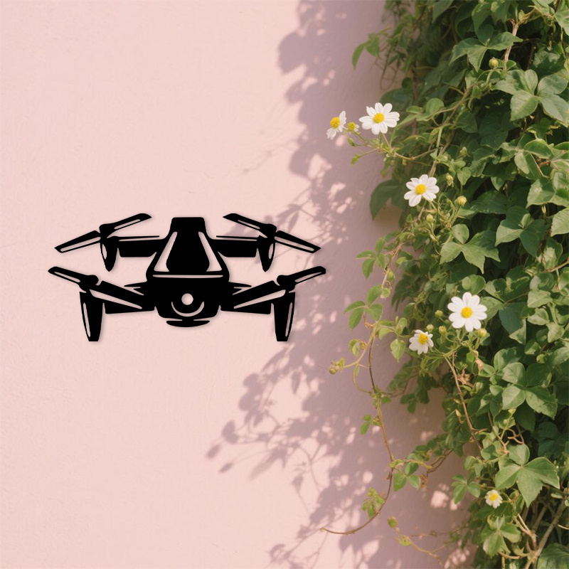 Tech Office Wall Decor - 2D platte drone silhouet metalen wanddecoratie,