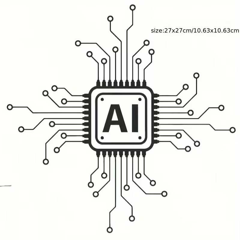 Tech Office Wall Decor - AI-technologie printplaat vinyl muursticker - cartoon-stijl