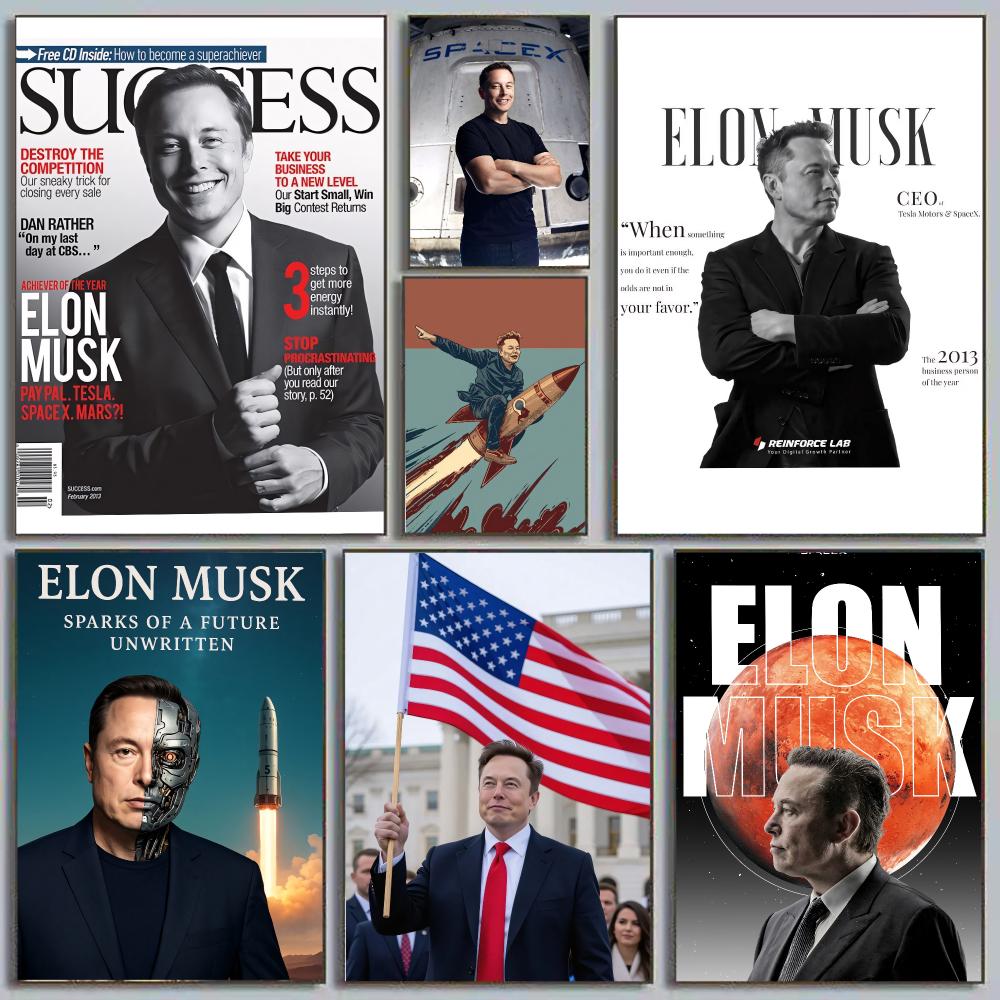 Tech Office Wall Decor - Elon Musk Dogefather Tech Visionair SpaceX