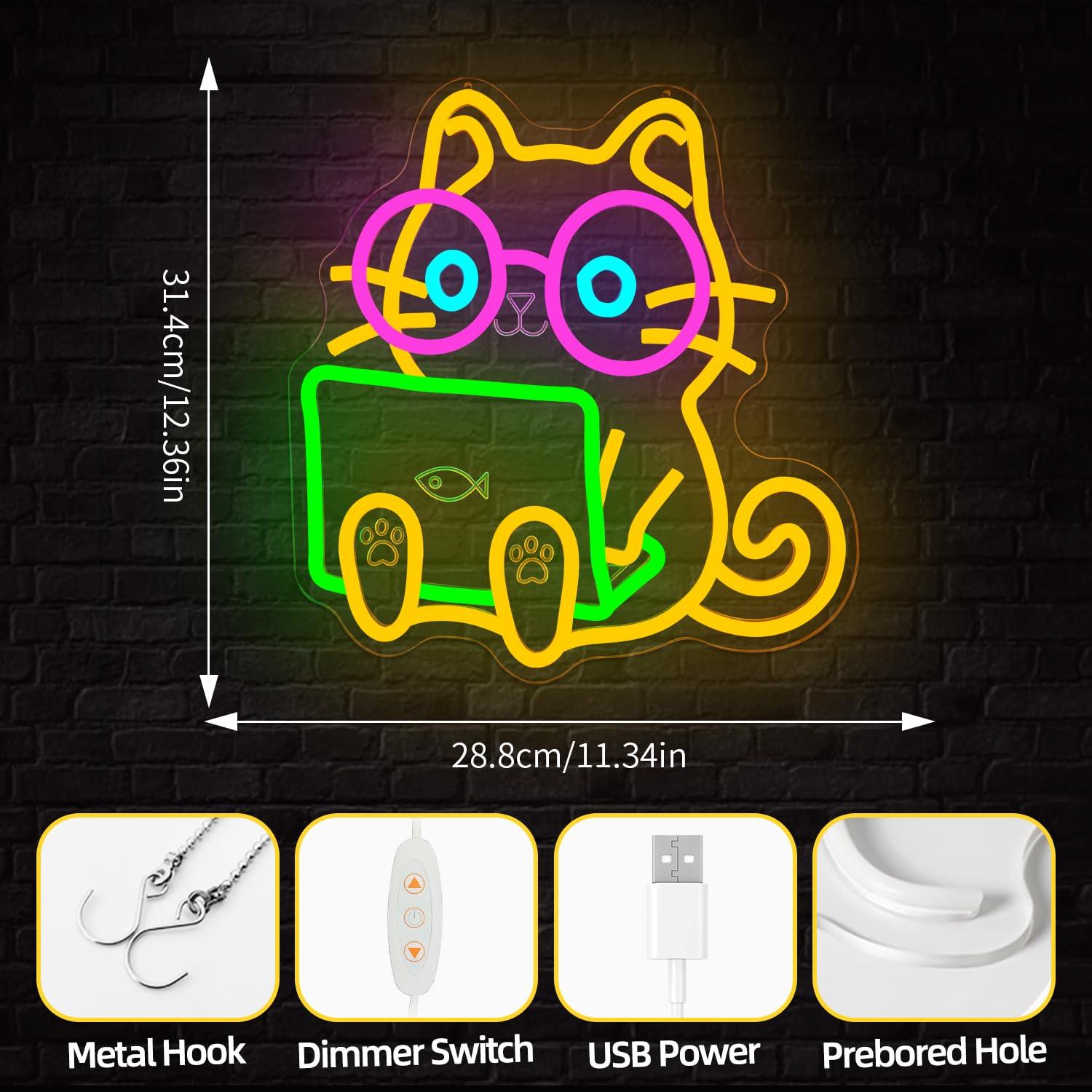 Cat Laptop Neon Sign USB Dimba - Tech Office Wall Decor recensie en prijs